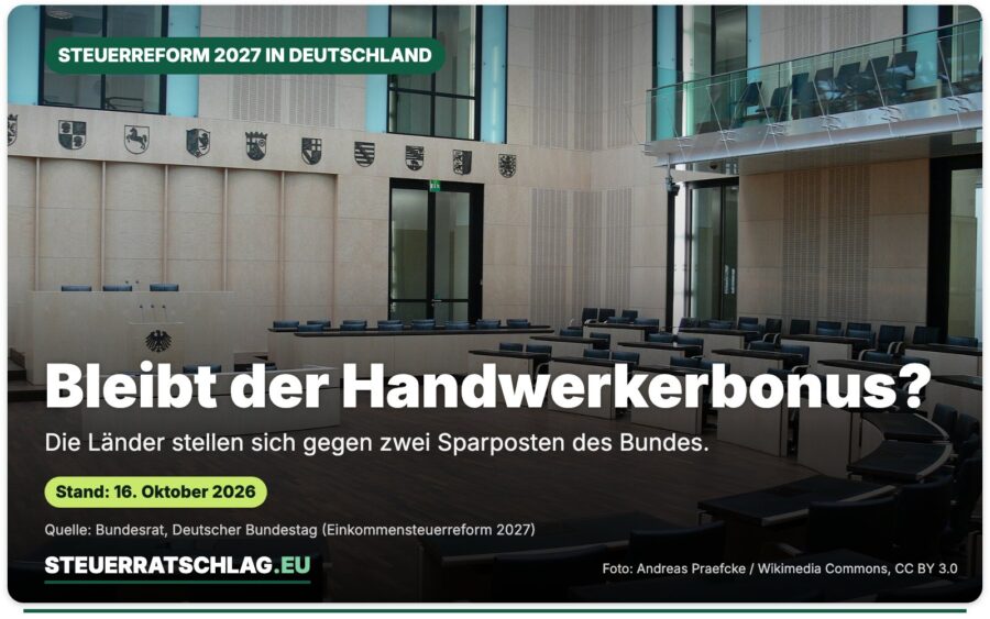 Plenarsaal des Bundesrates in Berlin, aufgenommen im April 2007 – Aufmacherbild mit der Frage „Bleibt der Handwerkerbonus?“