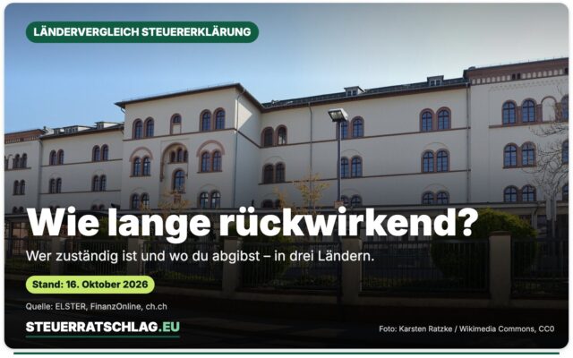 Finanzamt Offenbach in der Bieberer Straße 59, aufgenommen am 15. April 2019 – Aufmacherbild mit der Frage „Wie lange rückwirkend?“