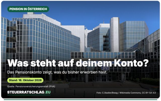 Zentrale der Pensionsversicherungsanstalt (PVA) in Wien, aufgenommen am 21. April 2018 – Aufmacherbild mit der Frage „Was steht auf deinem Konto?“