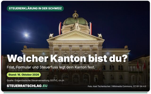 Bundeshaus in Bern mit Bundesplatz bei Nacht, aufgenommen am 13. September 2019 – Aufmacherbild mit der Frage „Welcher Kanton bist du?“