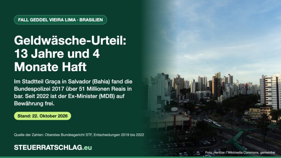 Infografik zum Fall Geddel Vieira Lima mit Skyline der Stadtteile Barra und Graça in Salvador, Brasilien